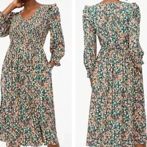 J crew v neck midi dress‎ in Old forest coral. NWT. Retail 128